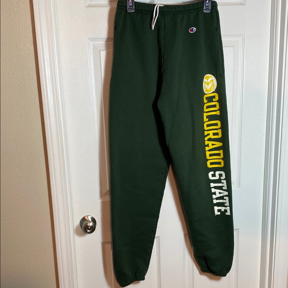 Champion Green Sweatpants with Yellow & White Colorado State Logo Size Medium